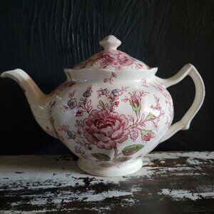 Vtg  Johnson Bros Rose Chintz Pink Teapot Shabby Chic Country Cottage Full Size